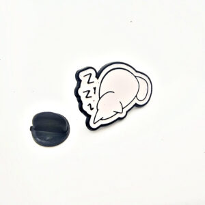 White Cat Sleeping Pin Badge
