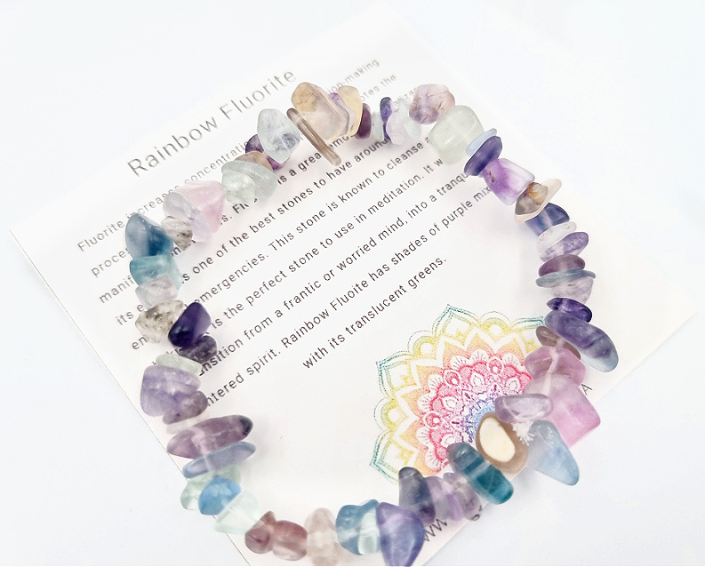 Rainbow Fluorite Chips Bangle (Purples) Rainbow Fluorite Chips Bangle (Purples)