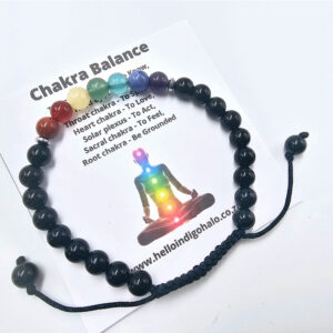 Black Agate Adjustable Chakra Bangle (6mm)