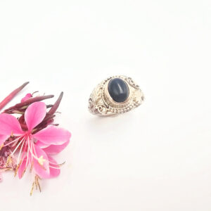 Cosmic Spiral Ring - Black Onyx (925 Silver) S