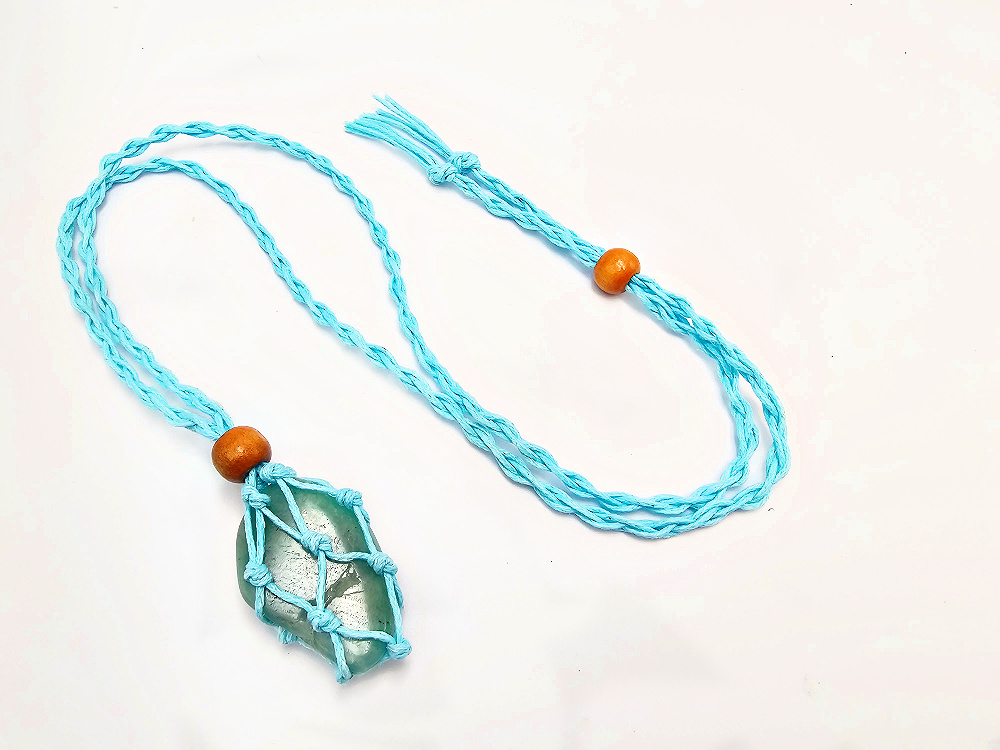 Interchangeable Macrame Crystal Necklace (90cm) Blue Interchangeable Macrame Crystal Necklace