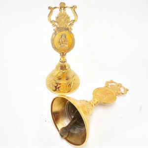 Lakshmi Ganesh Altar Bell Gold Plated (14cm)