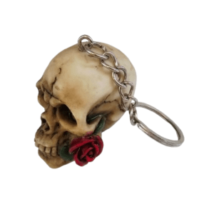 Rose From The Dead Skull Keyring