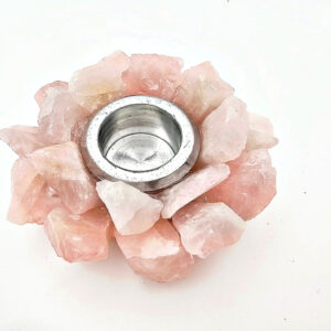 Rose Quartz Candle Holder Round