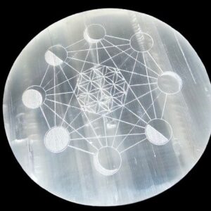 Selenite Charging Plate Round (15cm) Full Moon Geometry