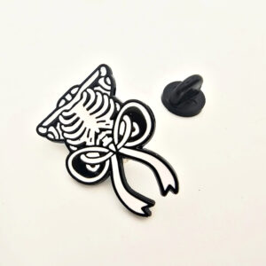 Skeleton Ribbon Pin Badge