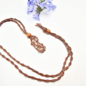 Interchangeable Macrame Crystal Necklace (90cm) Brown