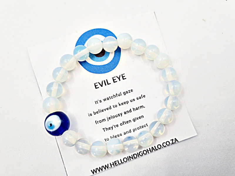 Evil Eye Opalite Protection Bangle (8mm) Evil Eye Opalite Protection Bangle (8mm)