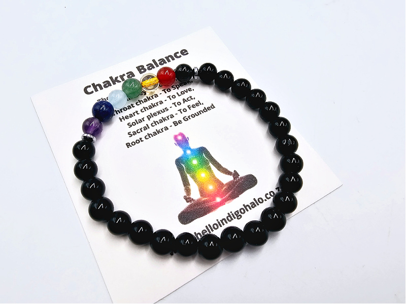 Black Agate Chakra Bangle (6mm) Black Agate Chakra Bangle (6mm)