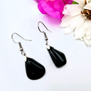 Black Onyx Drop Earrings (Stainless Steel)
