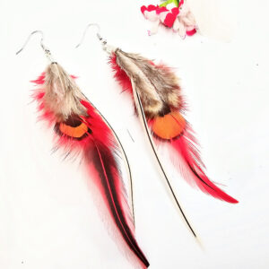 Bohemian Feather Earrings (Red)