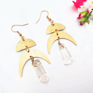 Geometric Crystal Earrings Quartz Drop