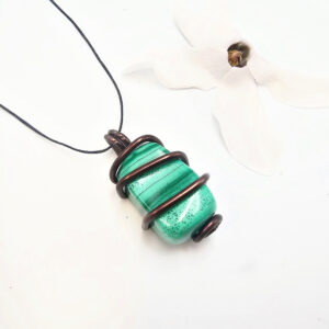 Green Malachite Aluminum Wrap Necklace