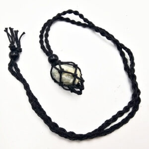 Interchangeable Macrame Crystal Necklace (90cm) Black