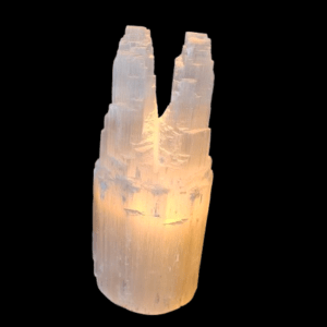 Selenite Double Tower Crystal Lamp