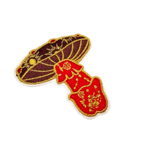 Iron on Patch - Re and Brown Mushroom (5cm)