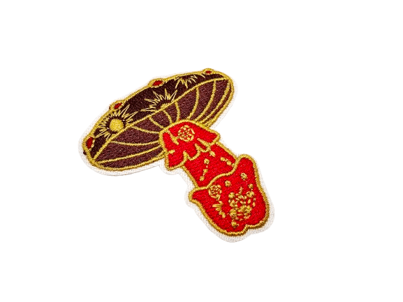 Iron on Patch - Re and Brown Mushroom (5cm) Iron on Patch - Re and Brown Mushroom (5cm)