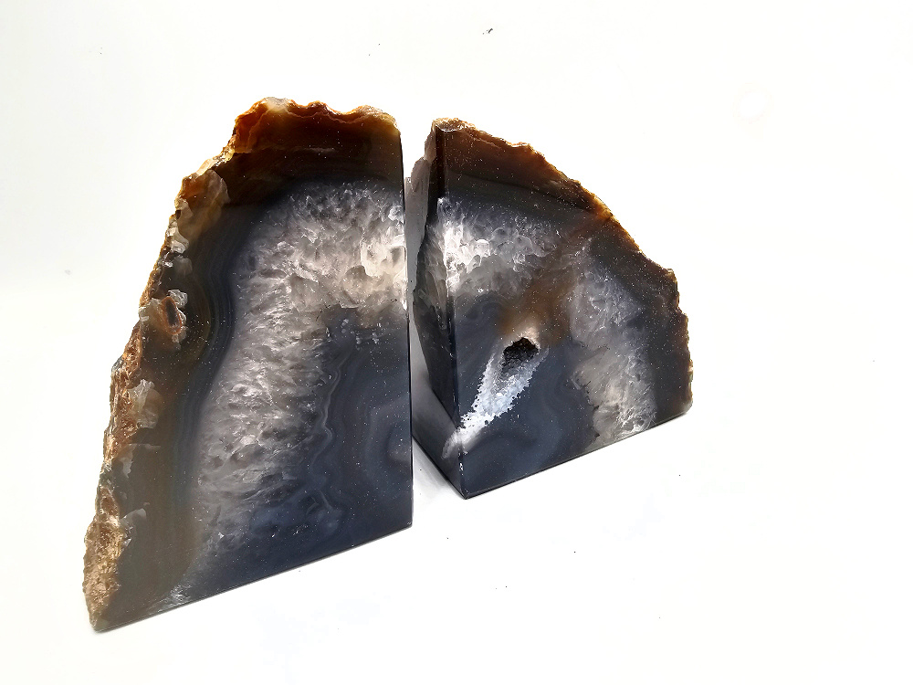 Agate Geode Book Ends (Natural) B (1.5kg) Agate Geode Book Ends