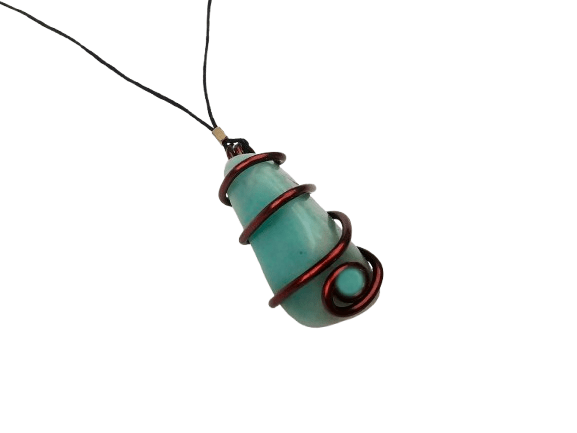 Amazonite Copper Wrap Necklace (E) Amazonite Copper Wrap Necklace