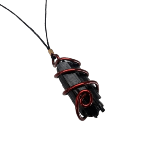 Black Tourmaline Rough Copper Wrap Necklace