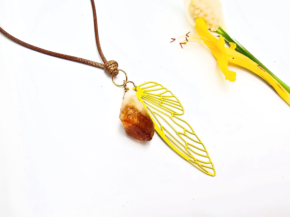 Citrine Angel Wing Necklace Citrine Angel Wing Necklace