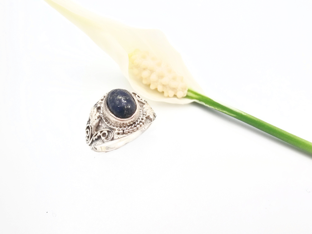 Ethnic Lapis Lazuli Ring (925 Silver) S Ethnic Lapis Lazuli Ring (925 Silver) S