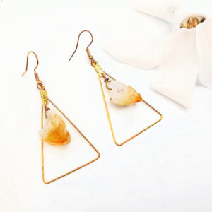 Geometric Crystal Earrings Citrine Drop
