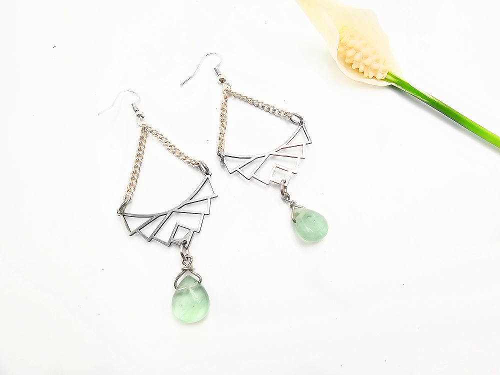 Geometric Crystal Earrings Fluorite Rhythm Geometric Crystal Earrings Fluorite Rhythm