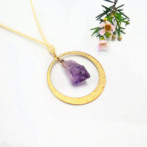 Geometric Crystal Necklace Amethyst Moonlight