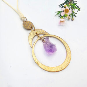 Geometric Crystal Necklace Amethyst Orbit