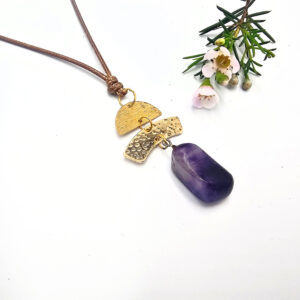 Geometric Crystal Necklace Amethyst Peace