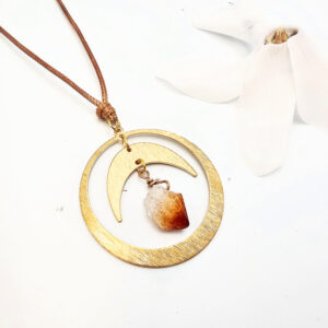 NEW Geometric Crystal Necklace Citrine Abundance Orbit