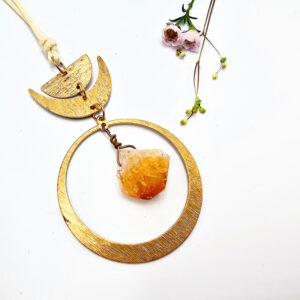 Geometric Crystal Necklace Citrine Halo