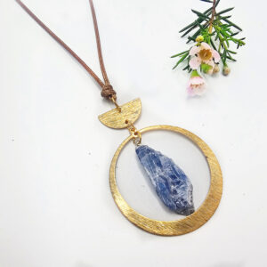 Geometric Crystal Necklace Kyanite Drop