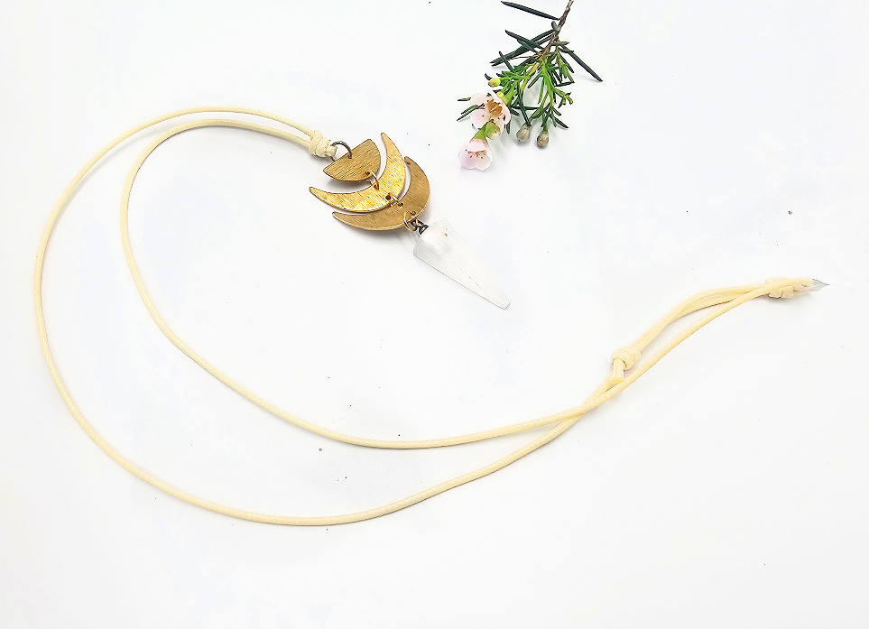 Geometric Crystal Necklace Selenite Light Geometric Crystal Necklace Selenite Light - Image 2
