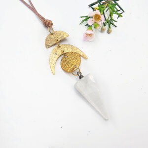 Geometric Crystal Necklace Selenite Moonlight