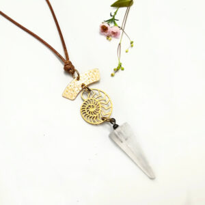 Geometric Crystal Necklace Selenite Ocean
