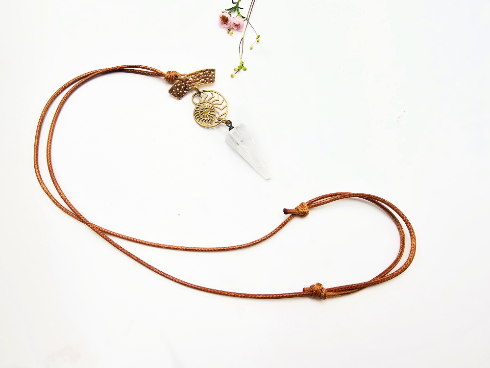 Geometric Crystal Necklace Selenite Ocean Geometric Crystal Necklace Selenite Ocean - Image 2