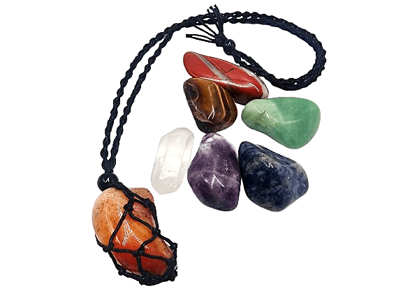 Interchangeable Macramé Necklace - Chakra Energy Set Interchangeable Macramé Necklace - Chakra Energy Set - Image 2