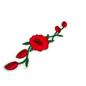 Iron on Patch - Red Fowers (11.5cm)