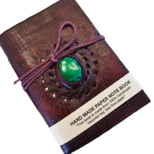 Leather Crystal Journal – Green Malachite (12x8cm)