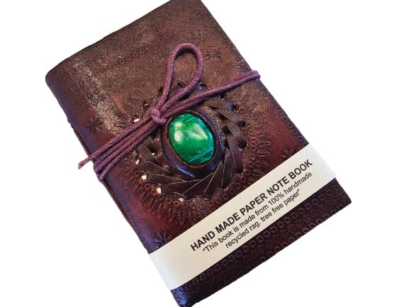 Leather Crystal Journal – Green Malachite (12x8cm) Leather Crystal Journal – Green Malachite (12x8cm)