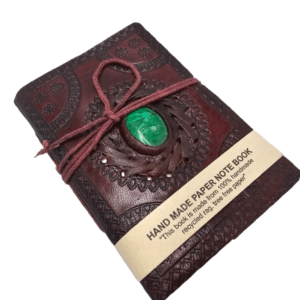 Leather Crystal Journal – Green Malachite (12x8cm)