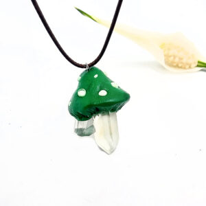 Mushroom Crystal Necklace E - Enchanted Earth Guardian