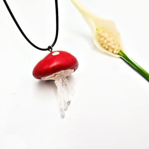 Mushroom Crystal Necklace F - Forest Spell Statement