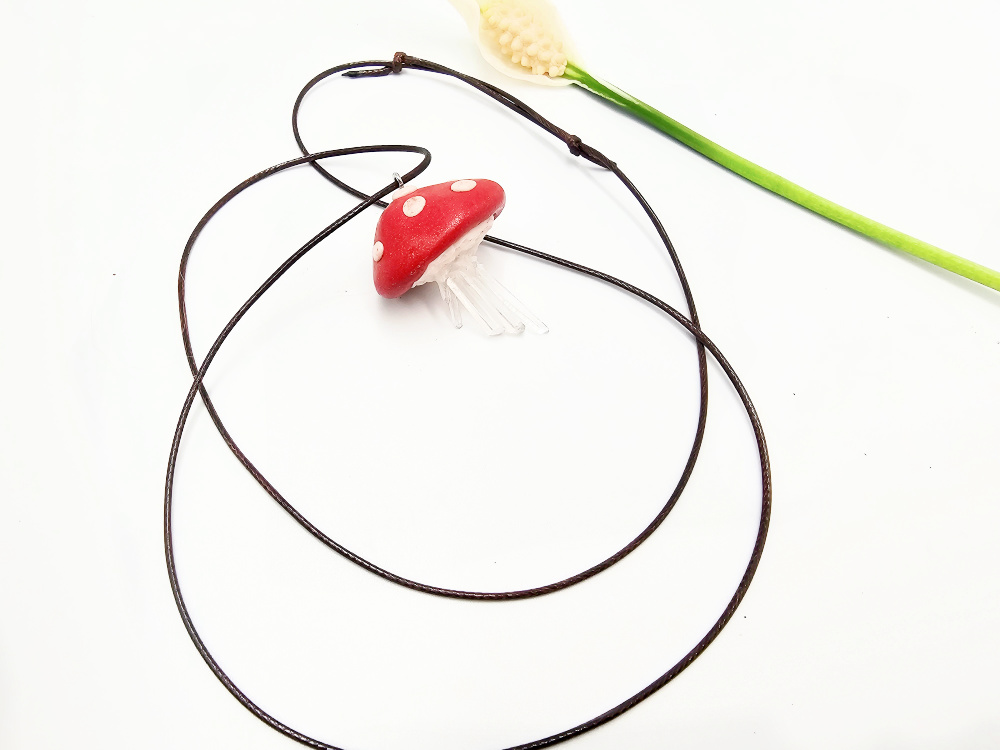 Mushroom Crystal Necklace F - Forest Spell Statement Mushroom Crystal Necklace F - Forest Spell Statement - Image 2