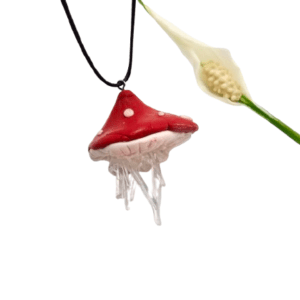 Mushroom Crystal Necklace G  - Forest Spell Statement