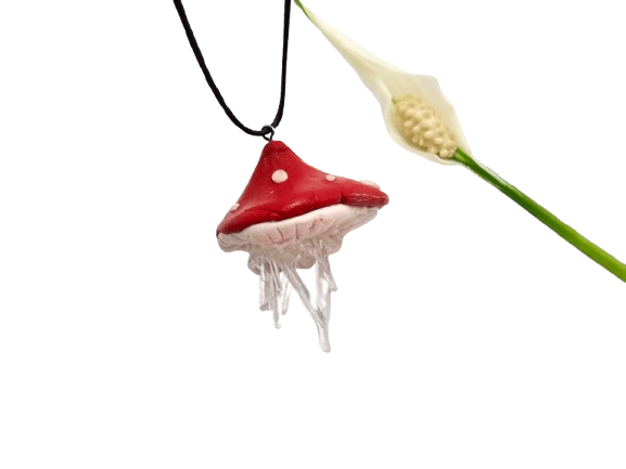 Mushroom Crystal Necklace G - Forest Spell Statement Mushroom Crystal Necklace G - Forest Spell Statement