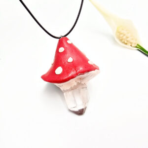 Mushroom Crystal Necklace I  - Crimson Forest Sprout