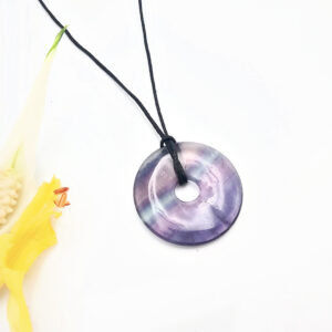 Rainbow Fluorite Pi Stone Necklace